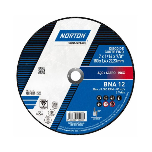 DISCO NORTON FINO PARA METAL E INOXIDABLE T41 4 1/2″ X 1/16 BNA12