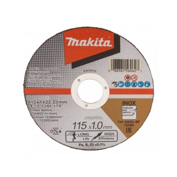 DISCO DE CORTE MAKITA PARA METAL E INOXIDABLE 4 1/2″ X 1 MM D-72001