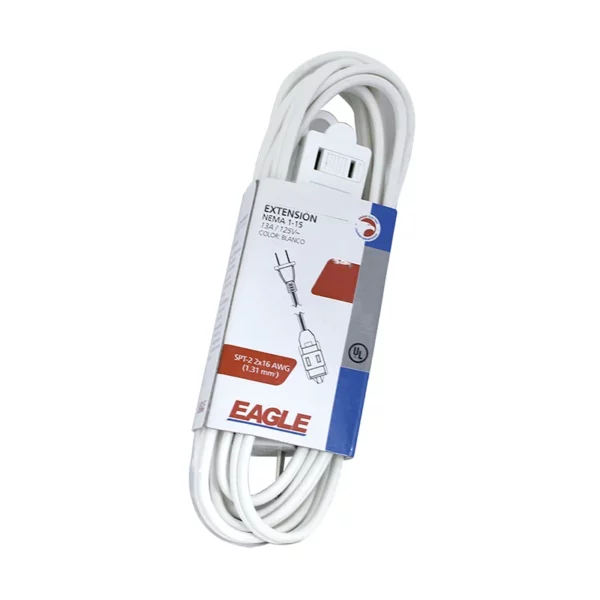 EXTENSION ELECTRICA BLANCA 2X16 12″ EAGLE 4405-12W