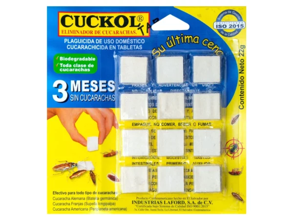 ELIMINADOR DE CUCARACHAS CUCKOL TABLETA 22GRS